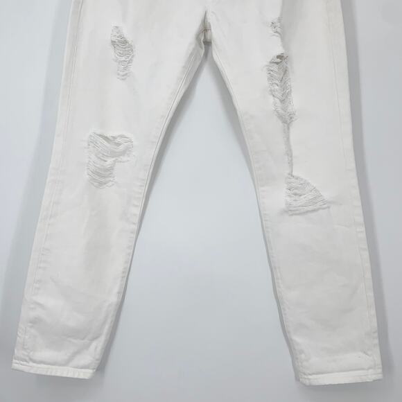FRAME Le Garçon Straight Leg Ripped Rumpled Blanc Distressed Boyfriend Jeans - Picture 8 of 12